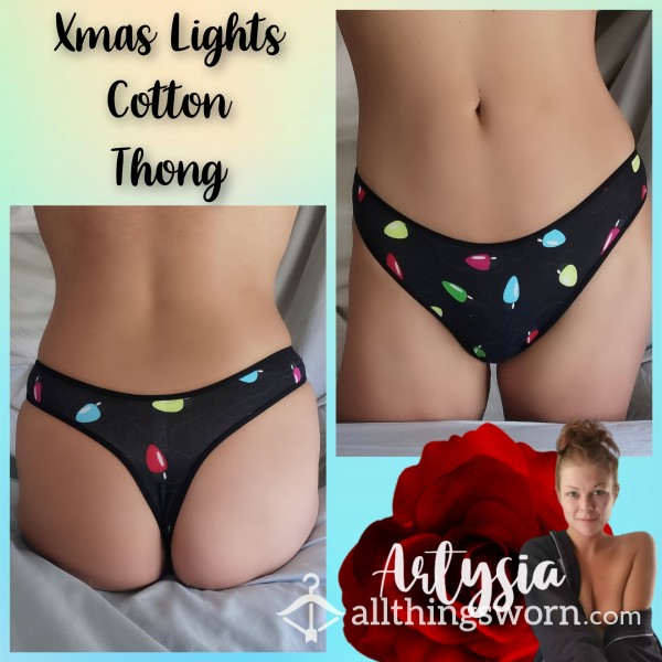 Xmas Lights Cotton Thong