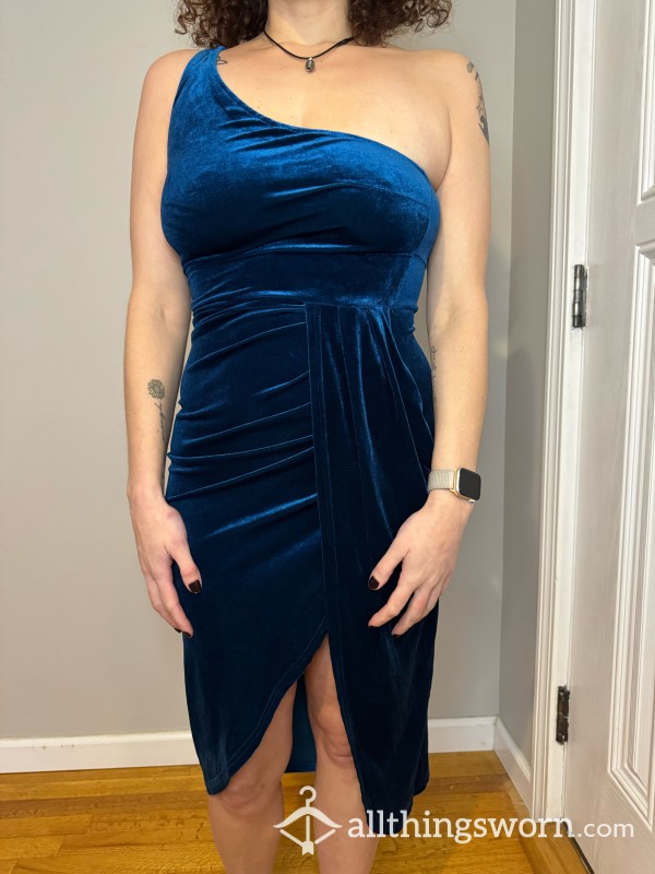 XS Blue Velvety Dress