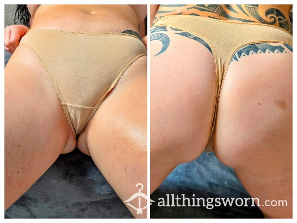 Thong For Sale ! - Well Worn Dirty Gold Thong Panties With Alex's Scent - 48 Hour Wear