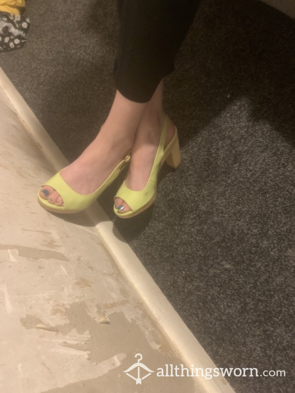 Yellow Block Heels