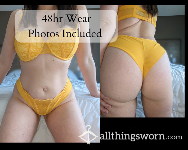 Yellow Bra & Panties Set 💛 Worn 48hr Upon Purchase Or However You'd Like 😈