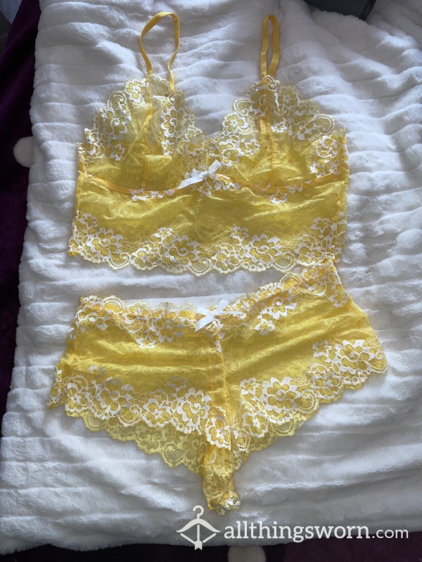Yellow Bralet And Panties Set