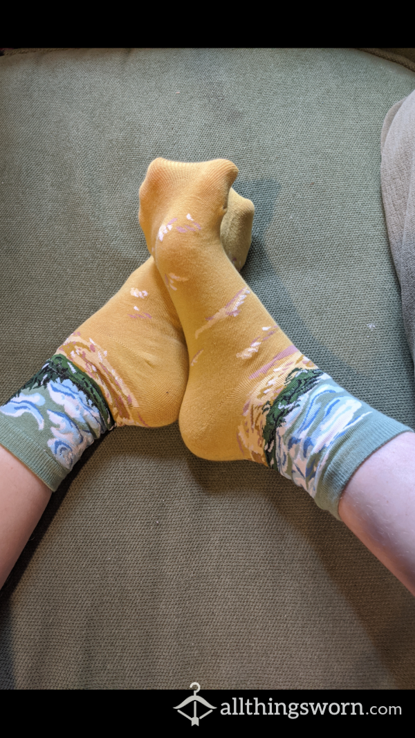 Yellow Cotton Art Socks