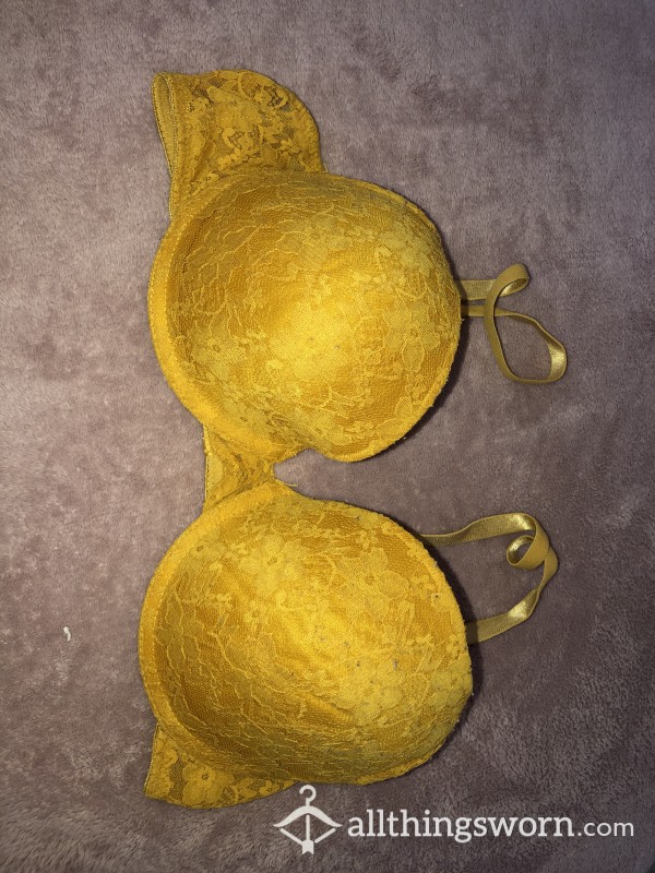 Yellow Floral Lace Bra