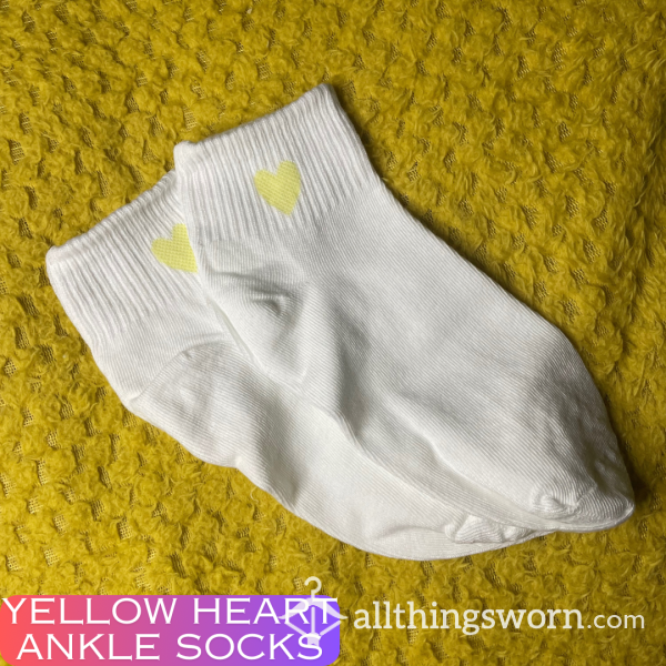 Yellow Heart White Ankle Socks 💛 2 Day Wear And 1 Workout Included As Standard 💦