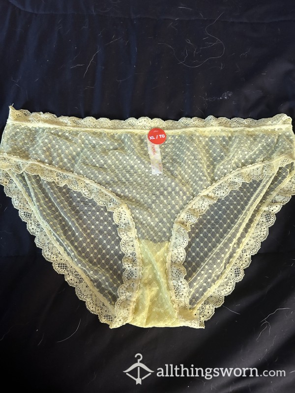 Yellow Lace See Through Lace Panties
