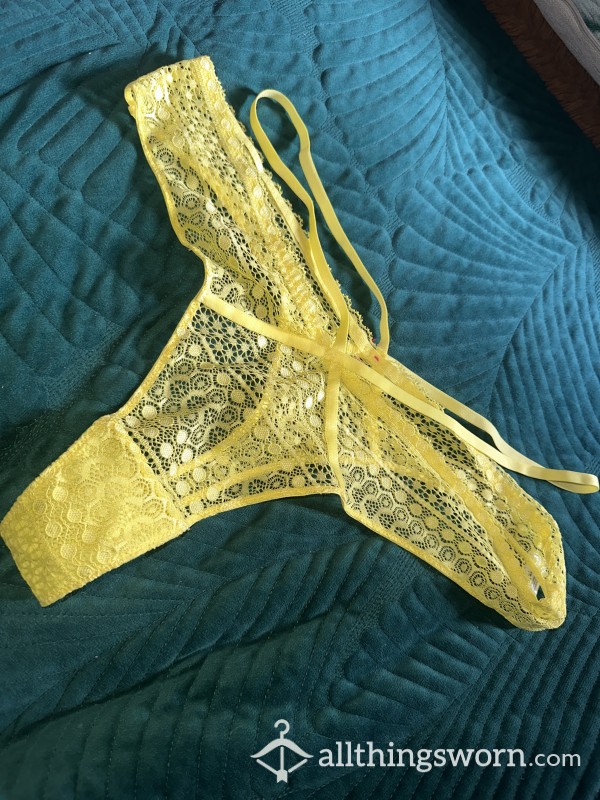 Yellow Lace Thong