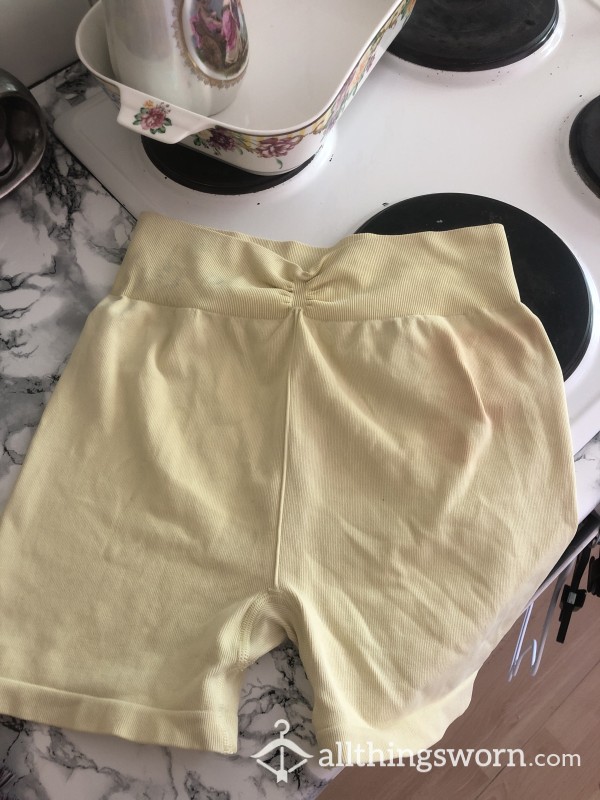 Yellow Scrunched Gym Shorts
