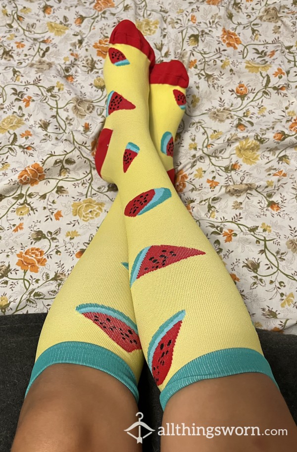 Yellow Watermelon Below Knee Socks