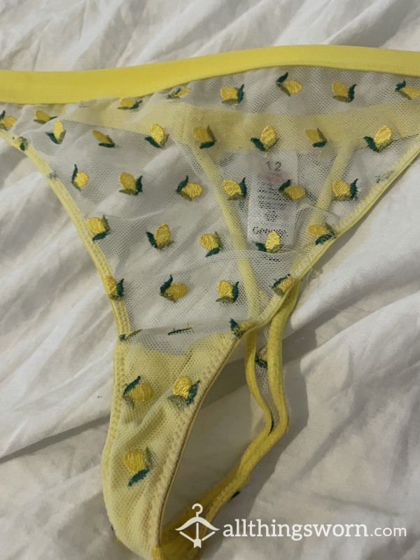 Yellow Well Worn Thong. Shipping Included. 48hr Wear