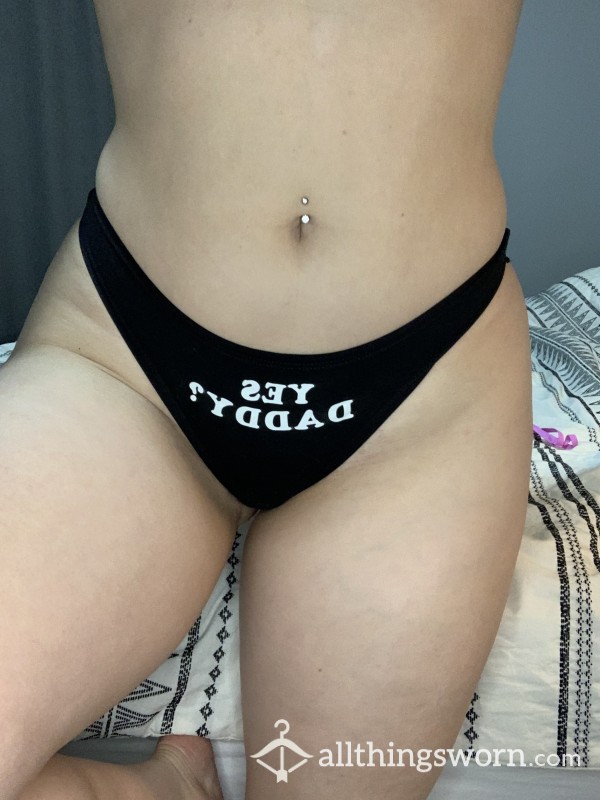 Yes Daddy? Black Cotton Thong Panty