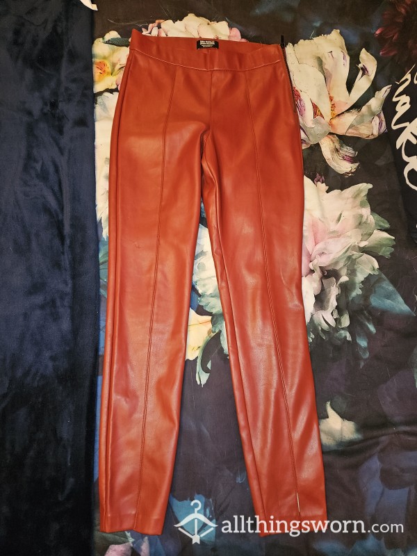 Zara Red Leather Trousers