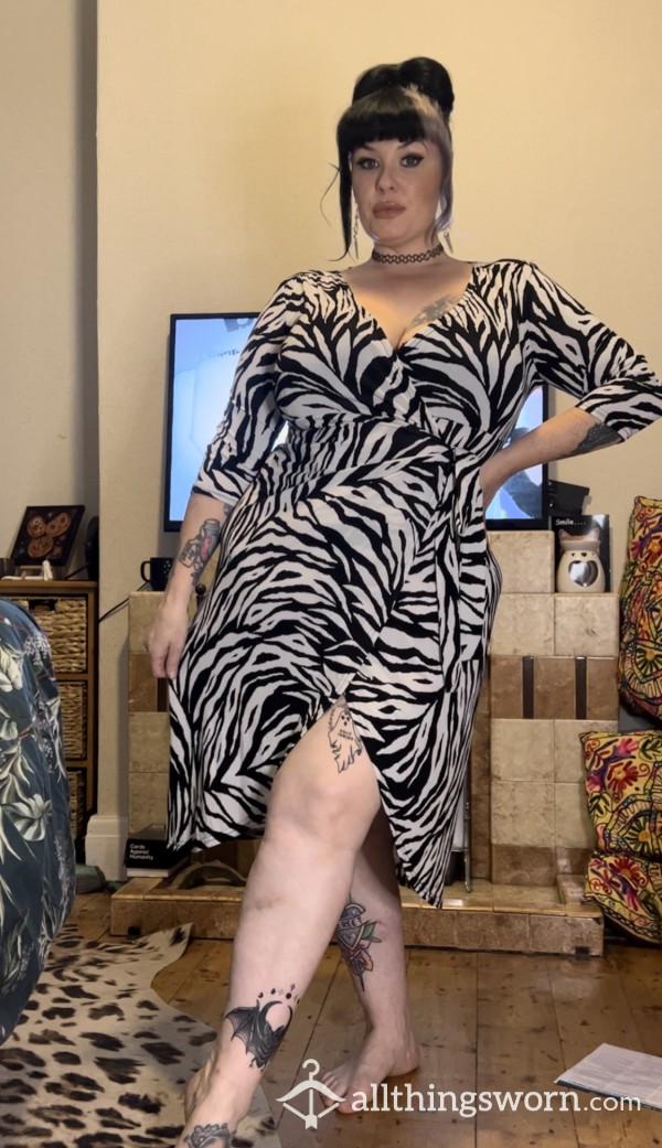 Zebra Print Wrap Dress Size 16