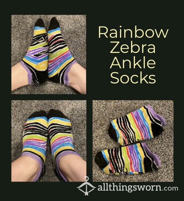 Zebra Rainbow Ankle Socks